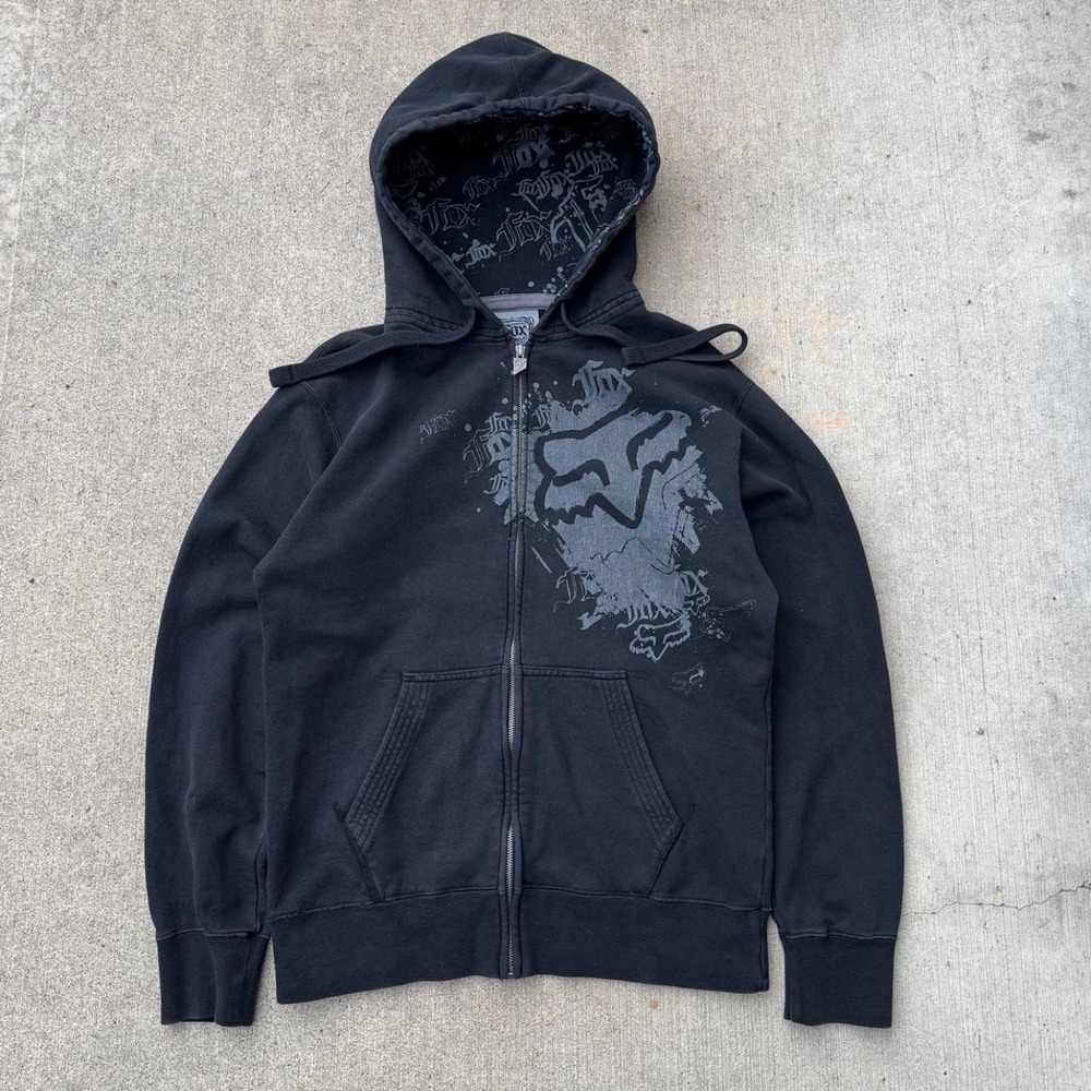 BLACK 00s ORIGINAL FOX RIDERS COMPANY "STAMP" ZIP UP HOODIE